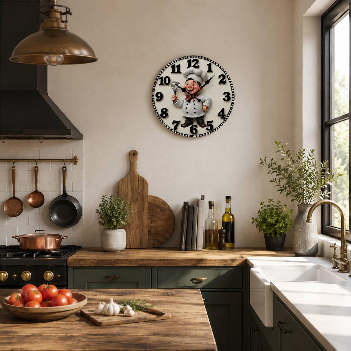Horloge Murale Cuisine Bambou & Bois 25cm 30cm Mécanisme Silencieux 4 Modèles