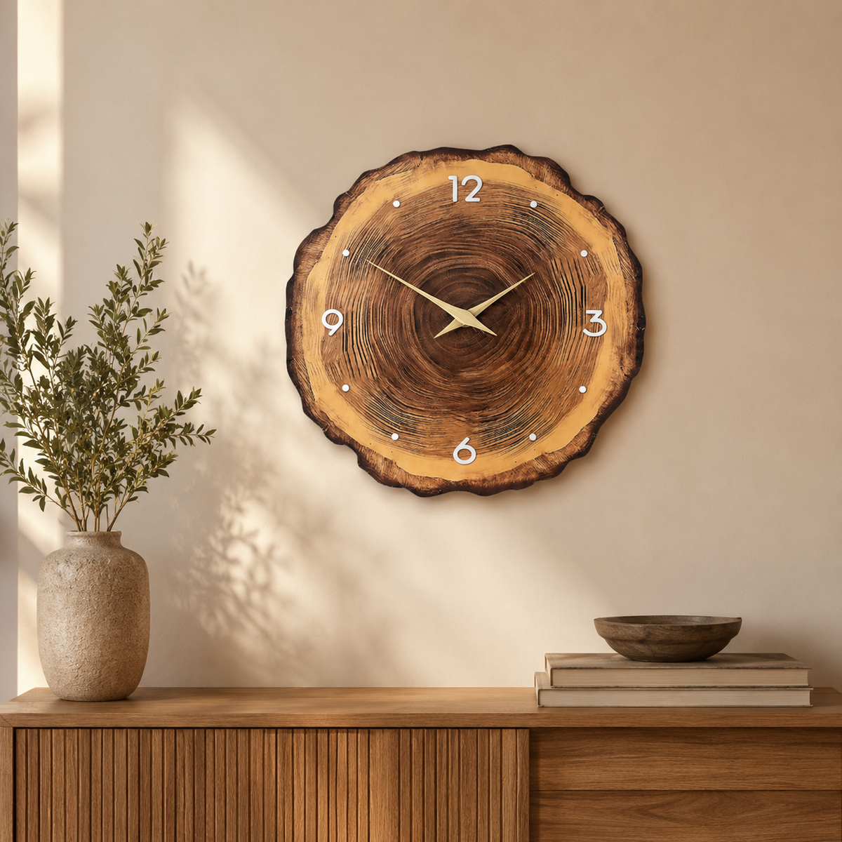 Horloge Murale Bois Tranche d'Arbre 30cm 35cm 40cm Mécanisme Silencieux