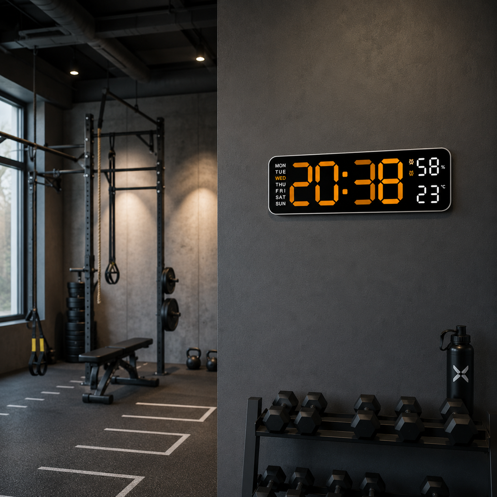 Horloge Murale Numérique LED 22,8cm Température Hygrométrie 10 Modèles