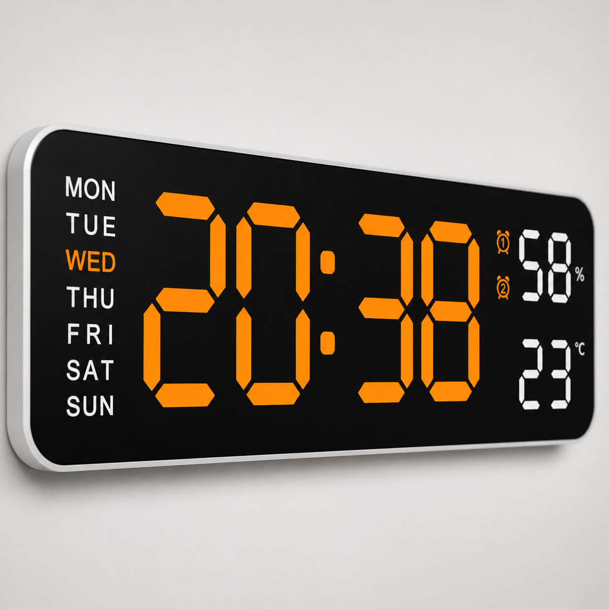 Horloge Murale Numérique LED 22,8cm Température Hygrométrie 10 Modèles