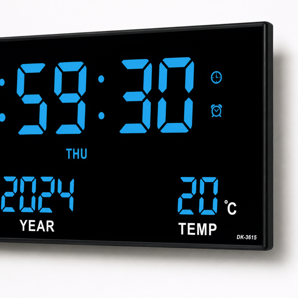 Horloge Murale Numérique LED 36×15cm Calendrier Température 4 Modèles