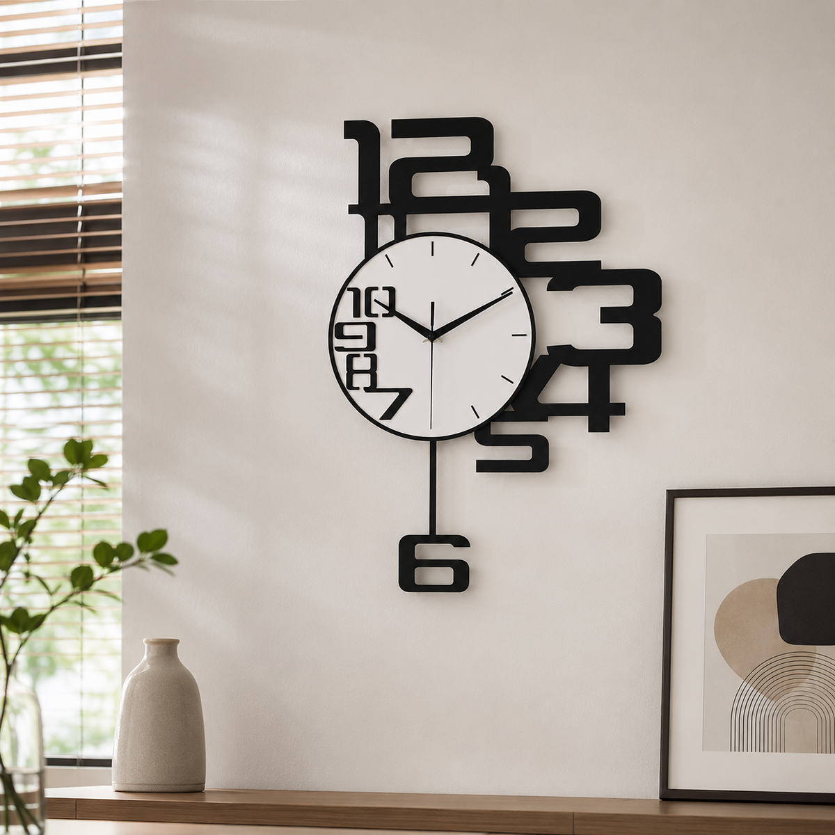 Horloge Murale Balancier Acrylique 40×28cm Mécanisme Silencieux
