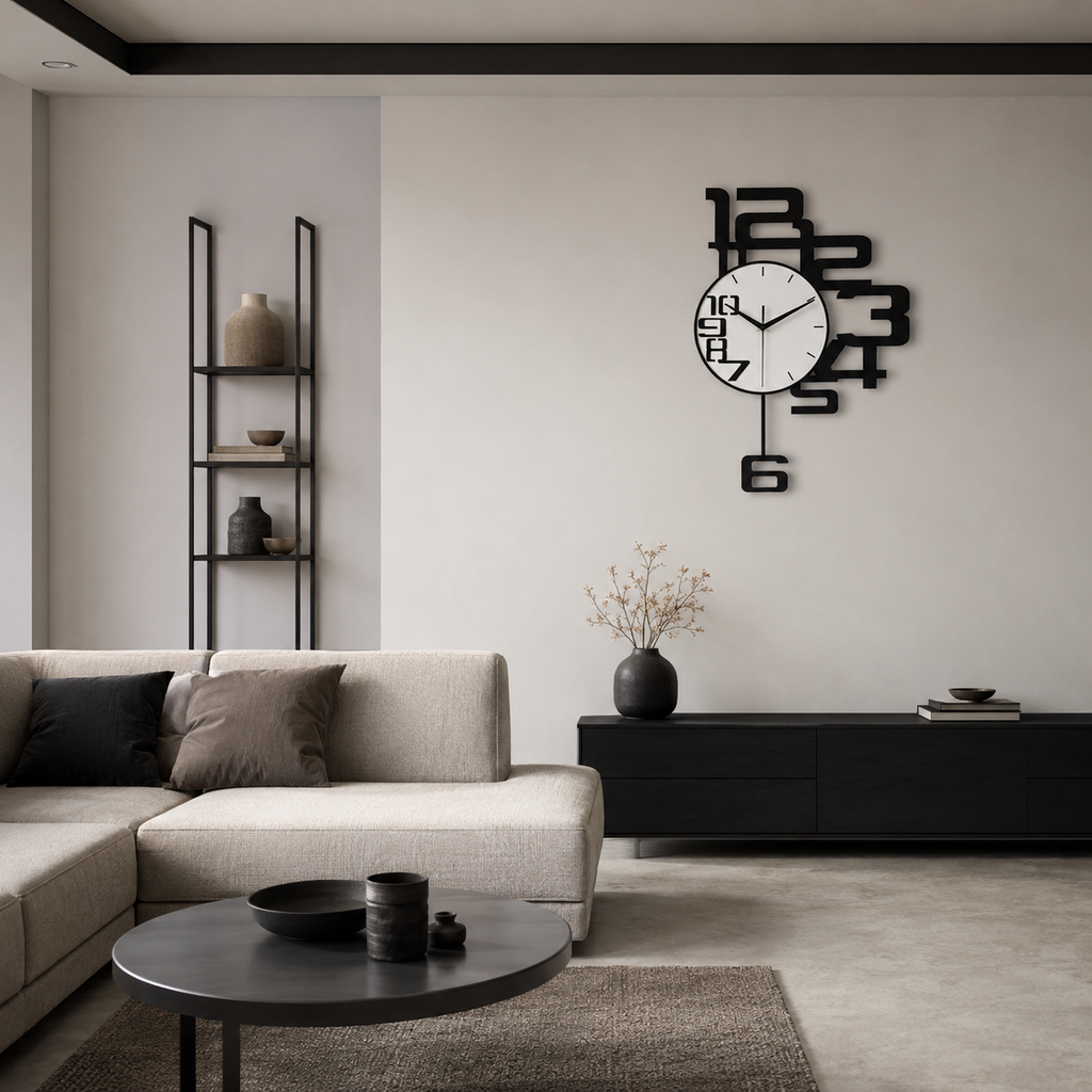 Horloge Murale Balancier Acrylique 40×28cm Mécanisme Silencieux