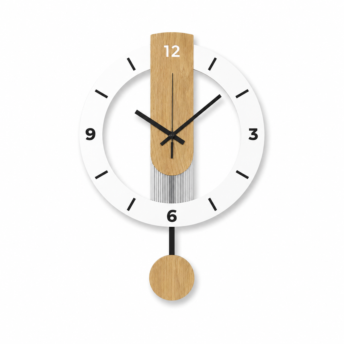 Horloge Murale Balancier Bois & Acrylique 39×28,5cm Mécanisme Silencieux