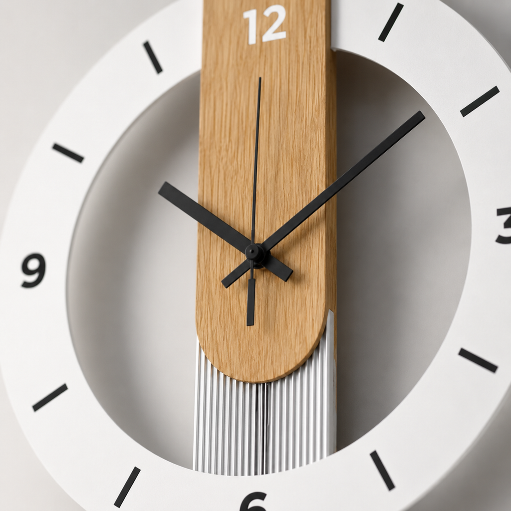 Horloge Murale Balancier Bois & Acrylique 39×28,5cm Mécanisme Silencieux