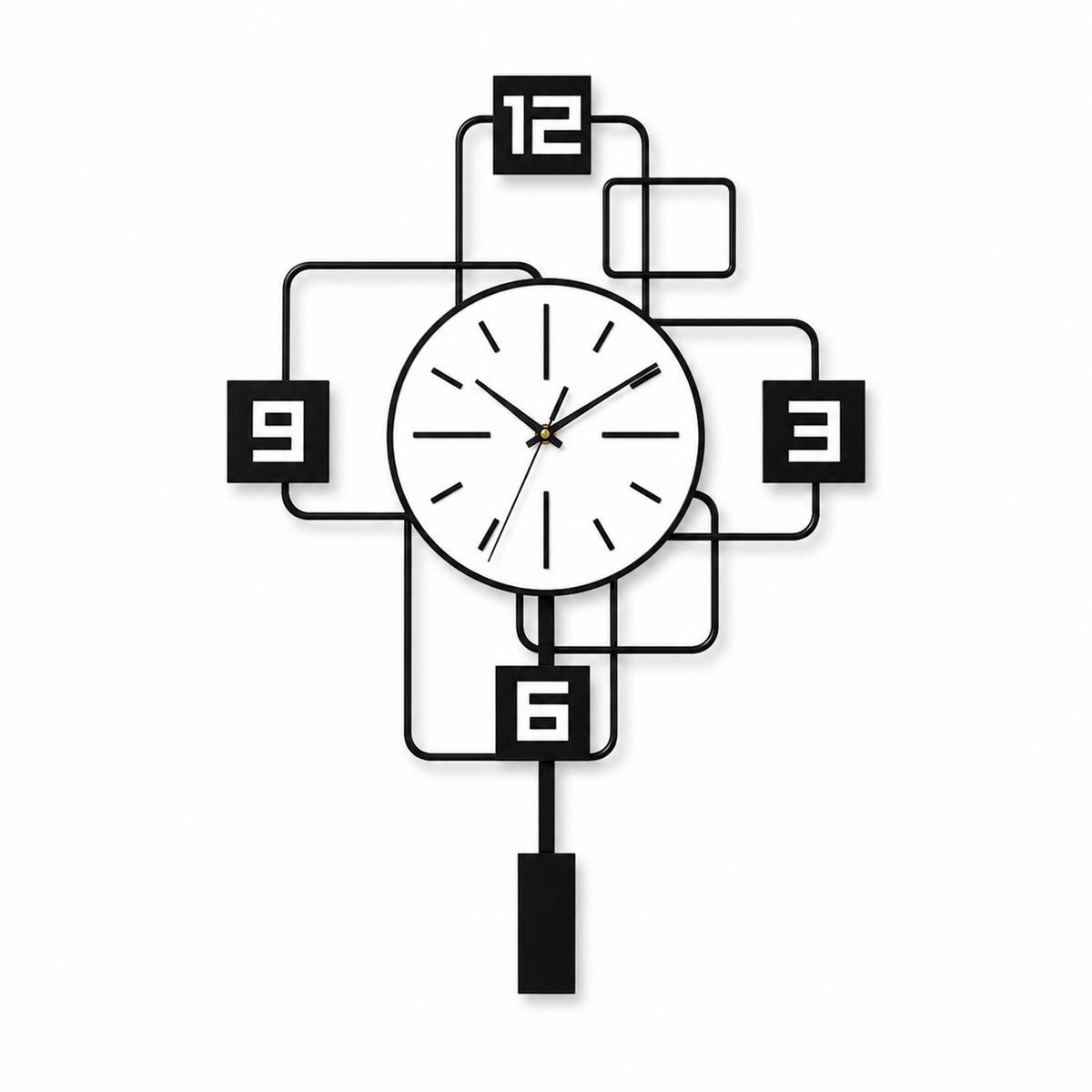 Horloge Murale Balancier Métal 40×28cm Mécanisme Silencieux