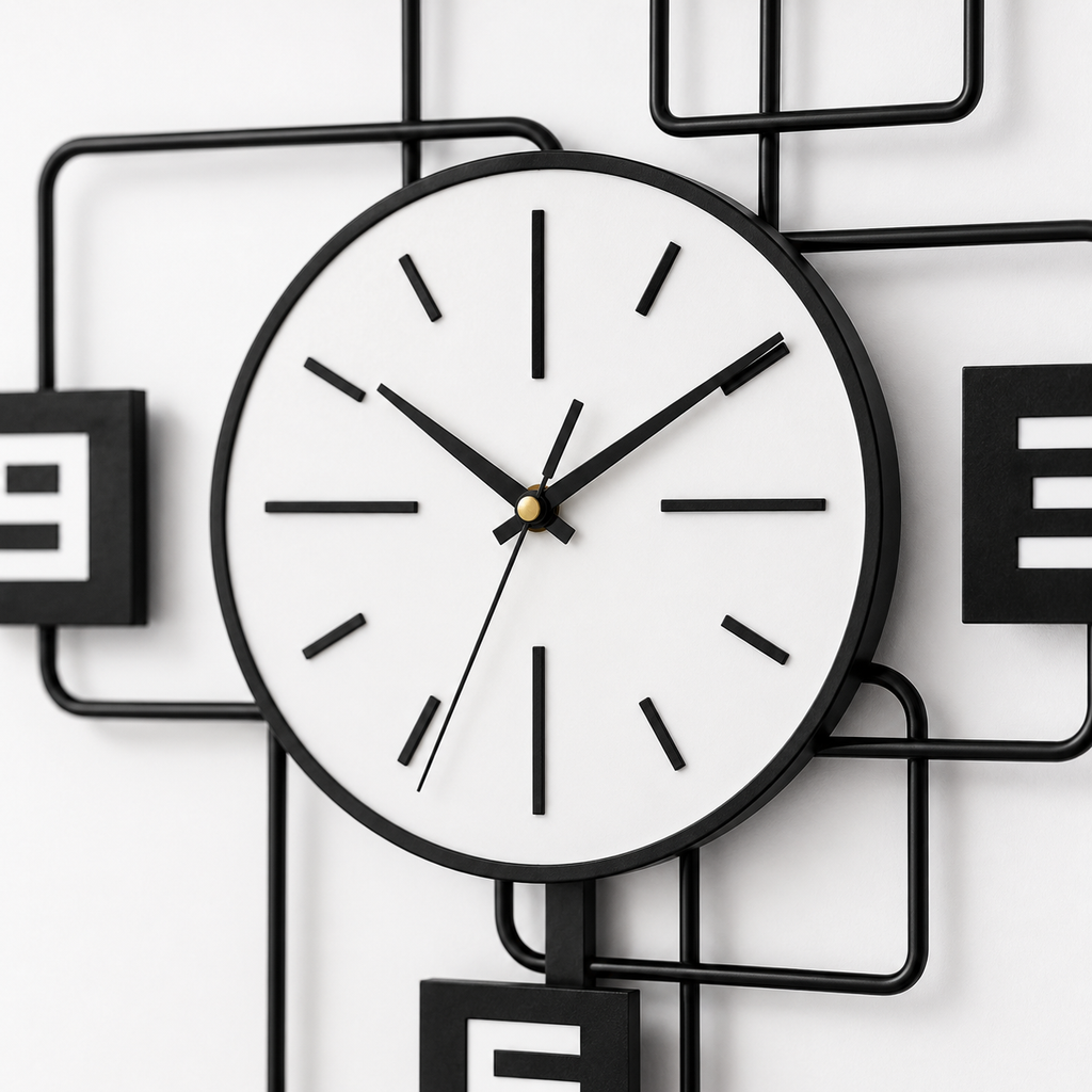 Horloge Murale Balancier Métal 40×28cm Mécanisme Silencieux