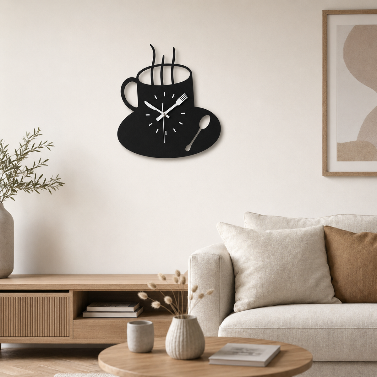 Horloge Murale Tasse Café Acrylique 30×29,3cm Mécanisme Silencieux