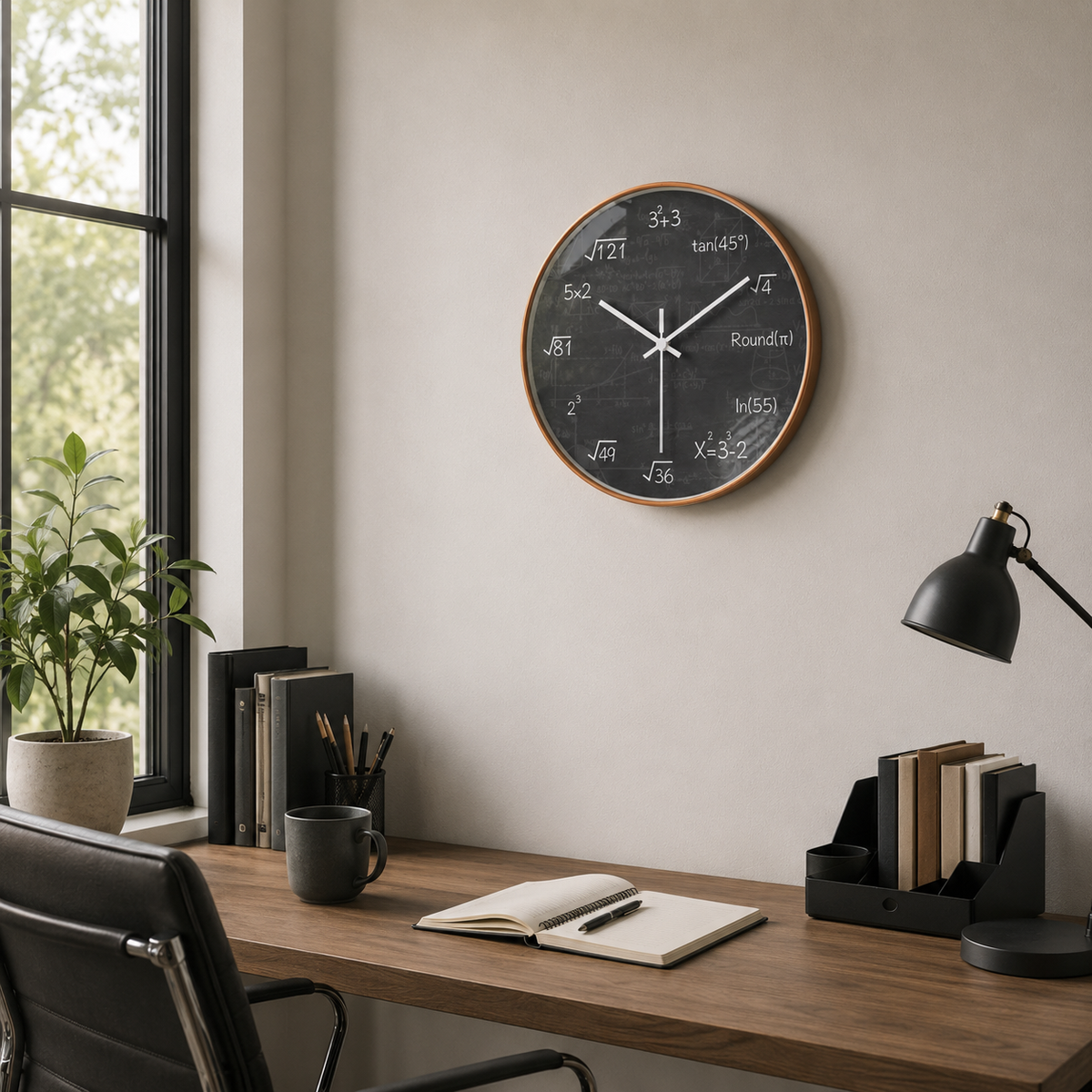Horloge Murale Silencieuse 20 cm Motif Mathématiques — 4 Modèles