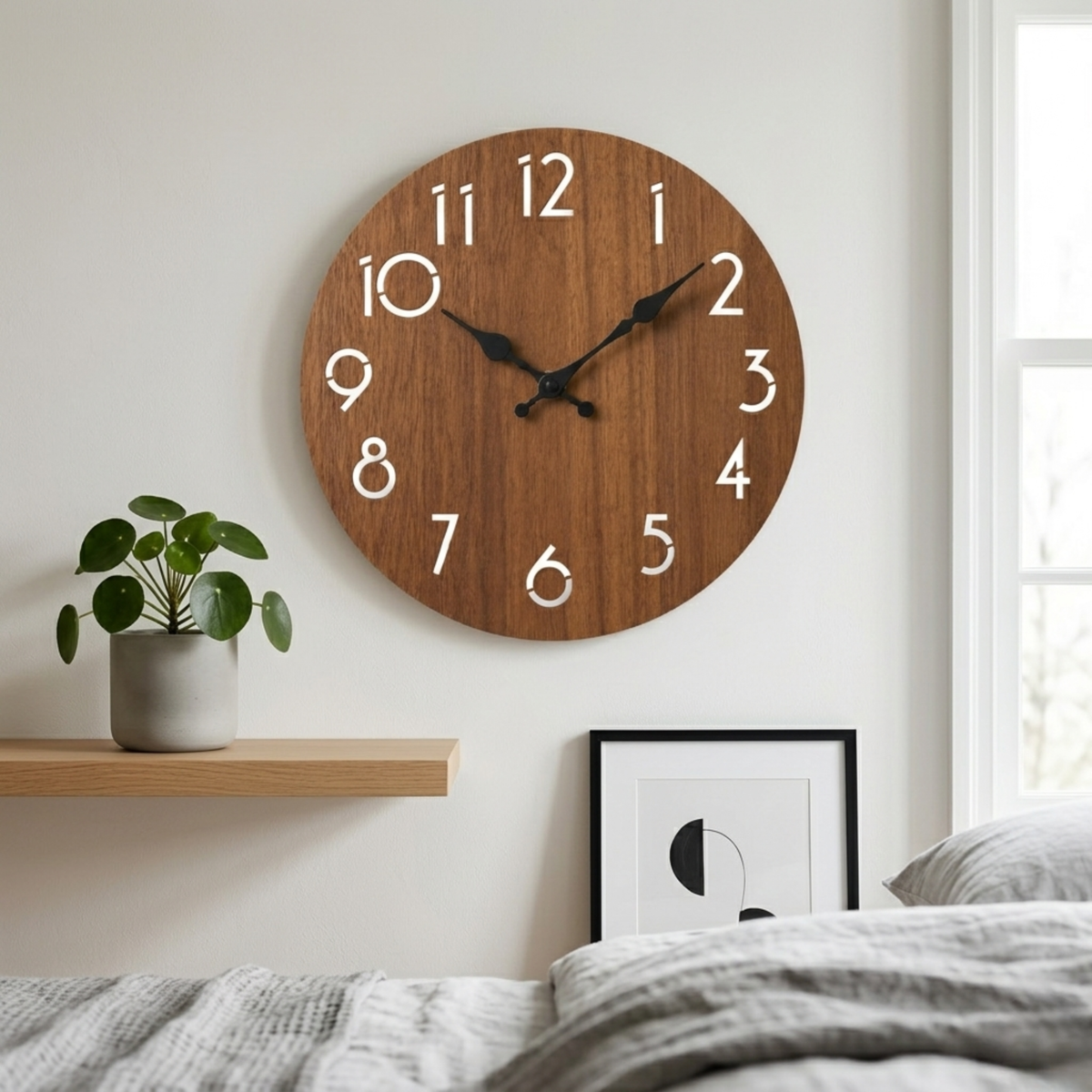 Horloge Murale Bois Moderne 25 cm Silencieuse — 5 Modèles