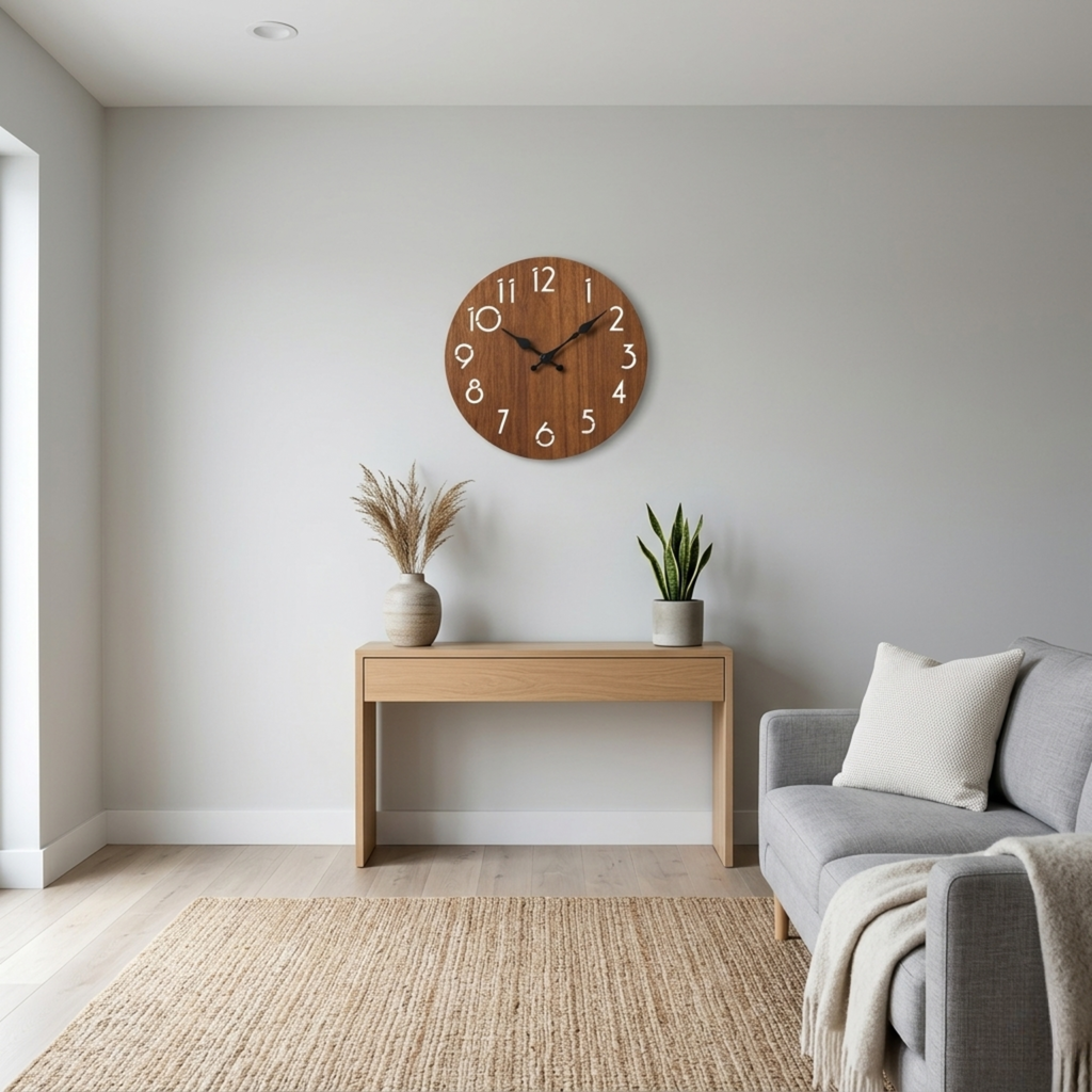 Horloge Murale Bois Moderne 25 cm Silencieuse — 5 Modèles