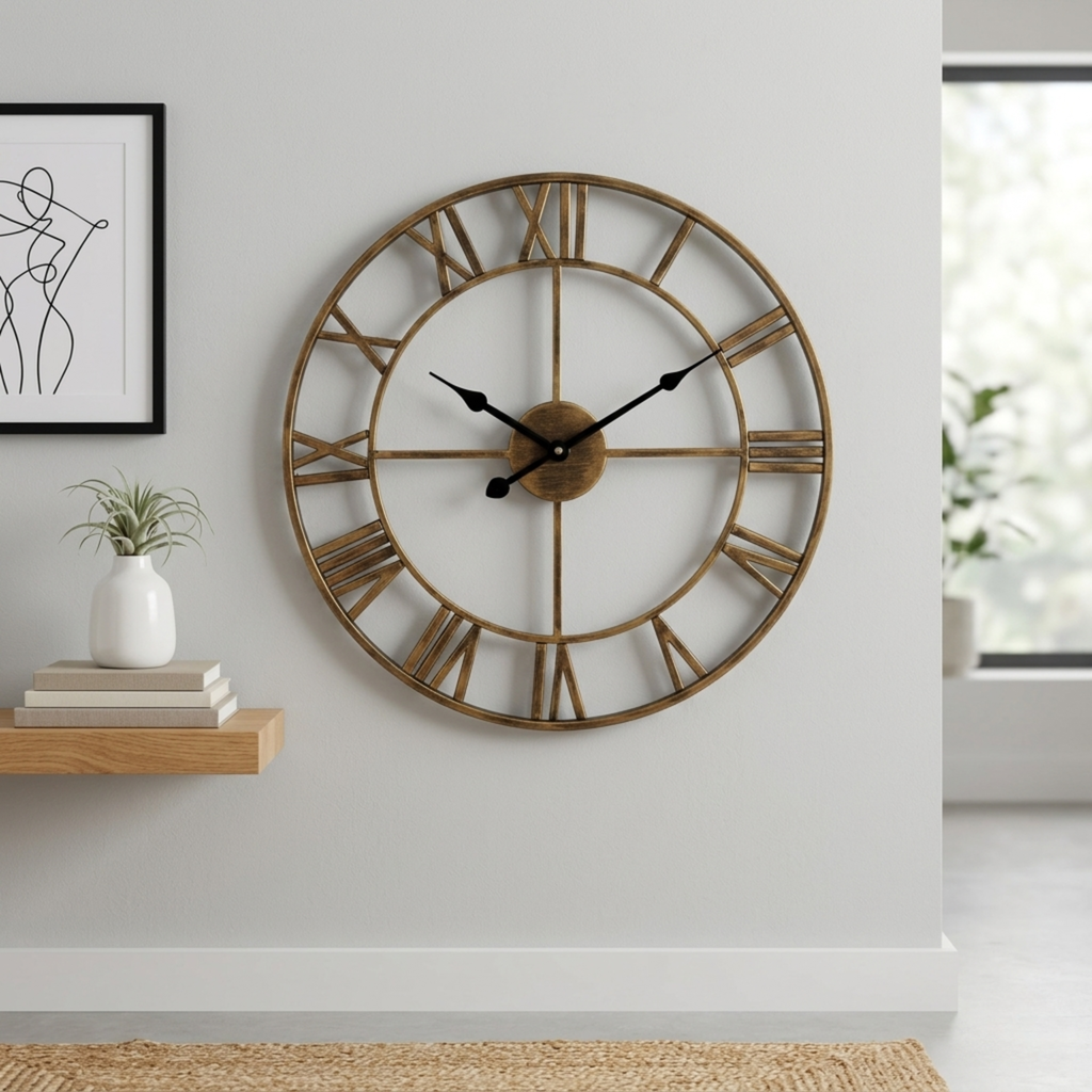 Horloge Murale Métal Vintage 40cm et 60cm Silencieuse 2 Modèles