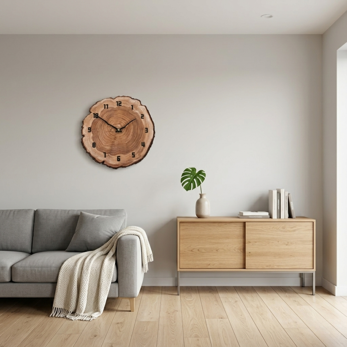 Horloge Murale Bois Bambou 30 cm Silencieuse Motif Cernes