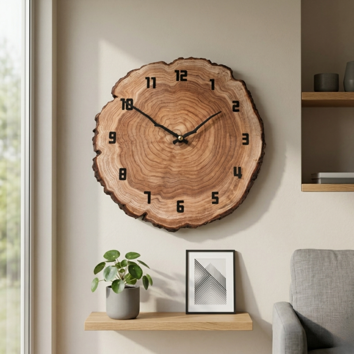 Horloge Murale Bois Bambou 30 cm Silencieuse Motif Cernes