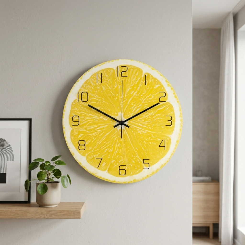 Horloge Murale 30 cm Silencieuse Motif Fruit — 4 Modèles