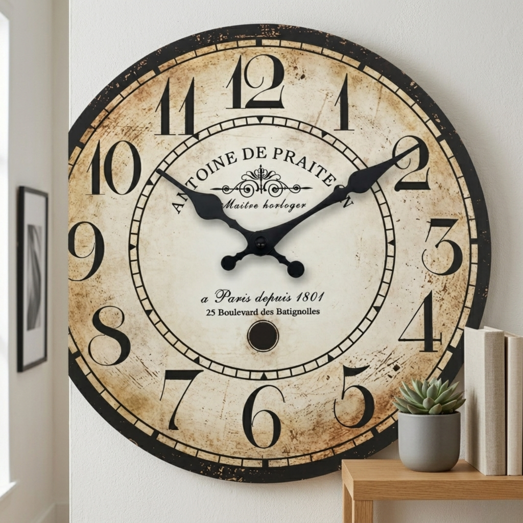 Horloge Murale Bois Style Américain Silencieuse — 2 Tailles