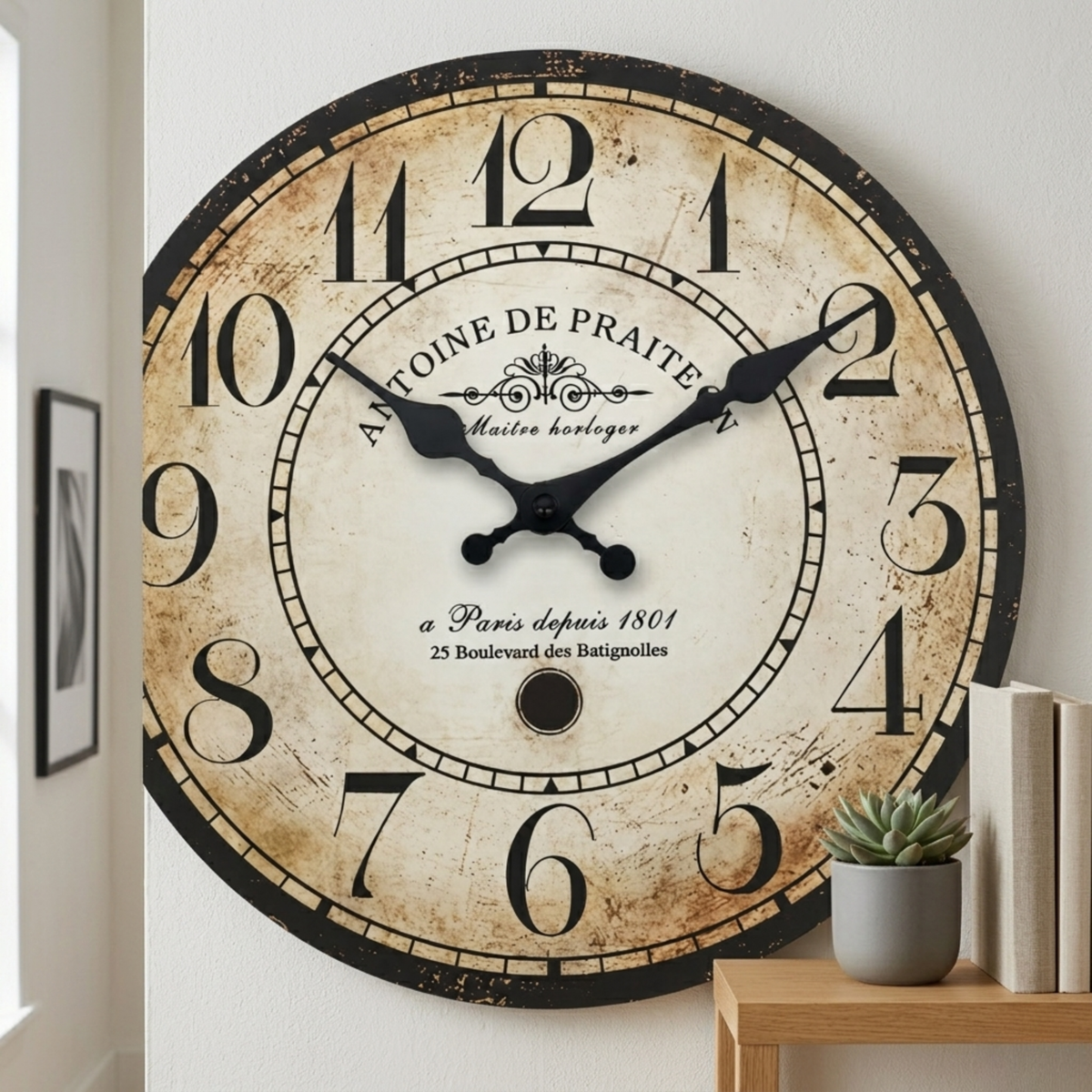 Horloge Murale Bois Style Américain Silencieuse — 2 Tailles