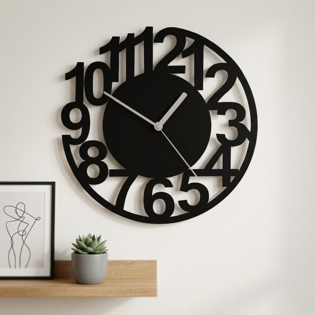 Horloge Murale Acrylique 28 cm Silencieuse Noir