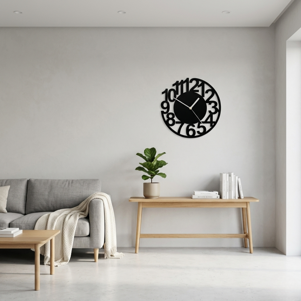 Horloge Murale Acrylique 28 cm Silencieuse Noir