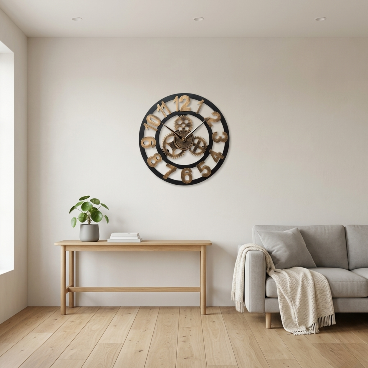Horloge Murale Bois Engrenages 30–40 cm Silencieuse — 4 Modèles