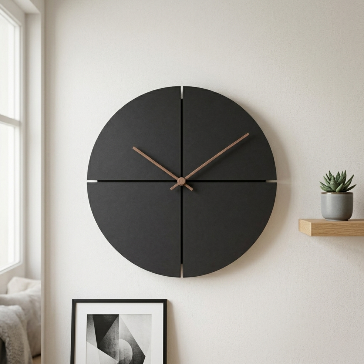Horloge Murale Bois Minimaliste 29 cm Silencieuse