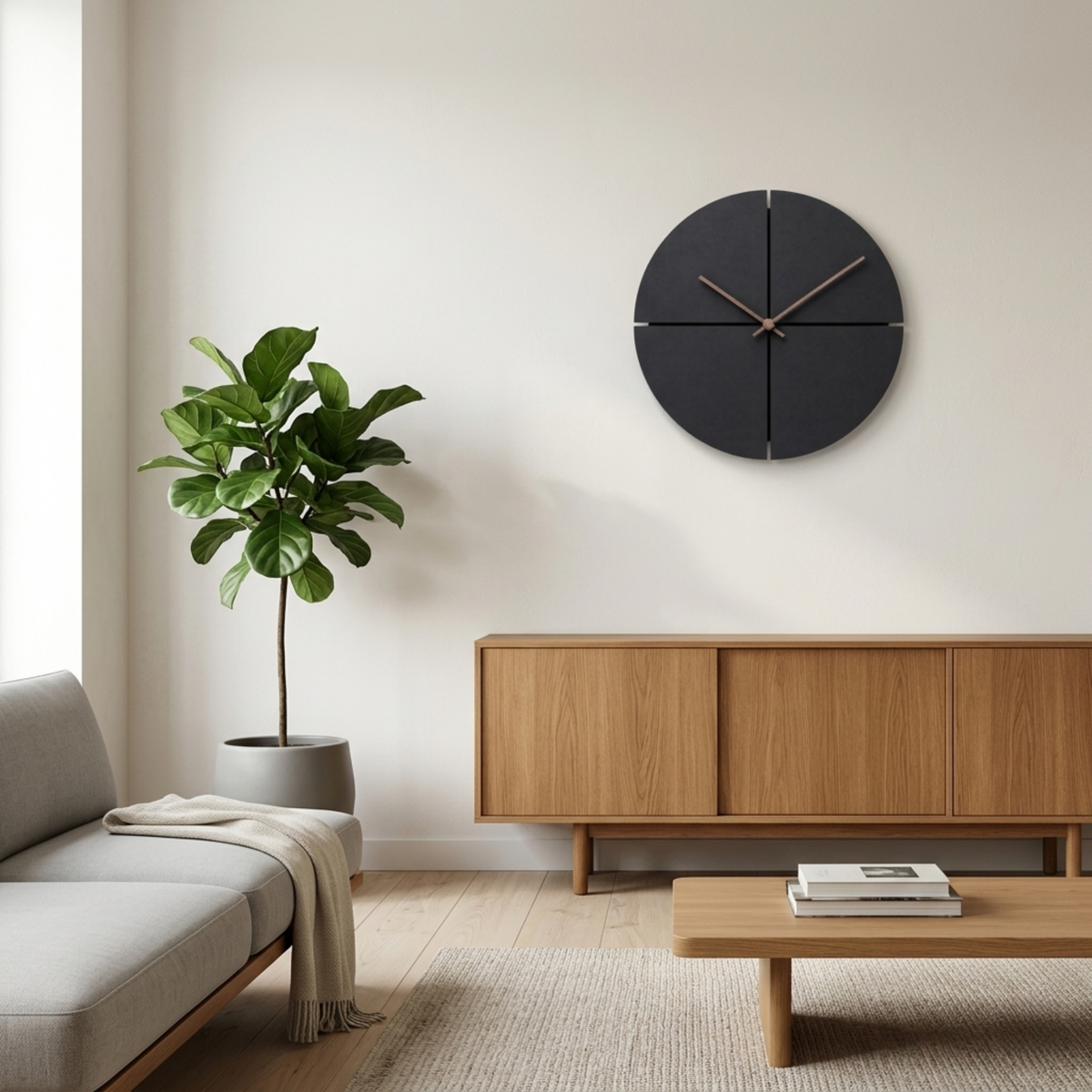 Horloge Murale Bois Minimaliste 29 cm Silencieuse