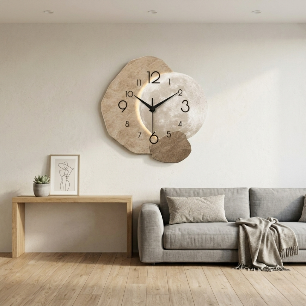 Horloge Murale Bois Forme Géométrique Silencieuse — 3 Tailles