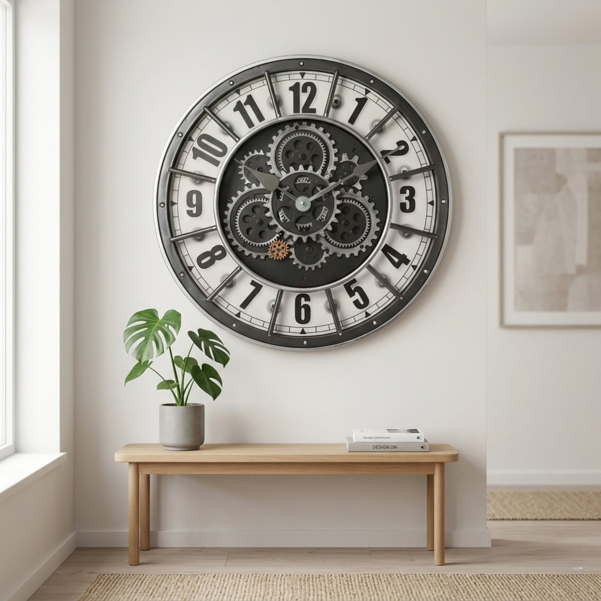 Horloge Murale Engrenages Industriels 46 cm Silencieuse — 4 Modèles