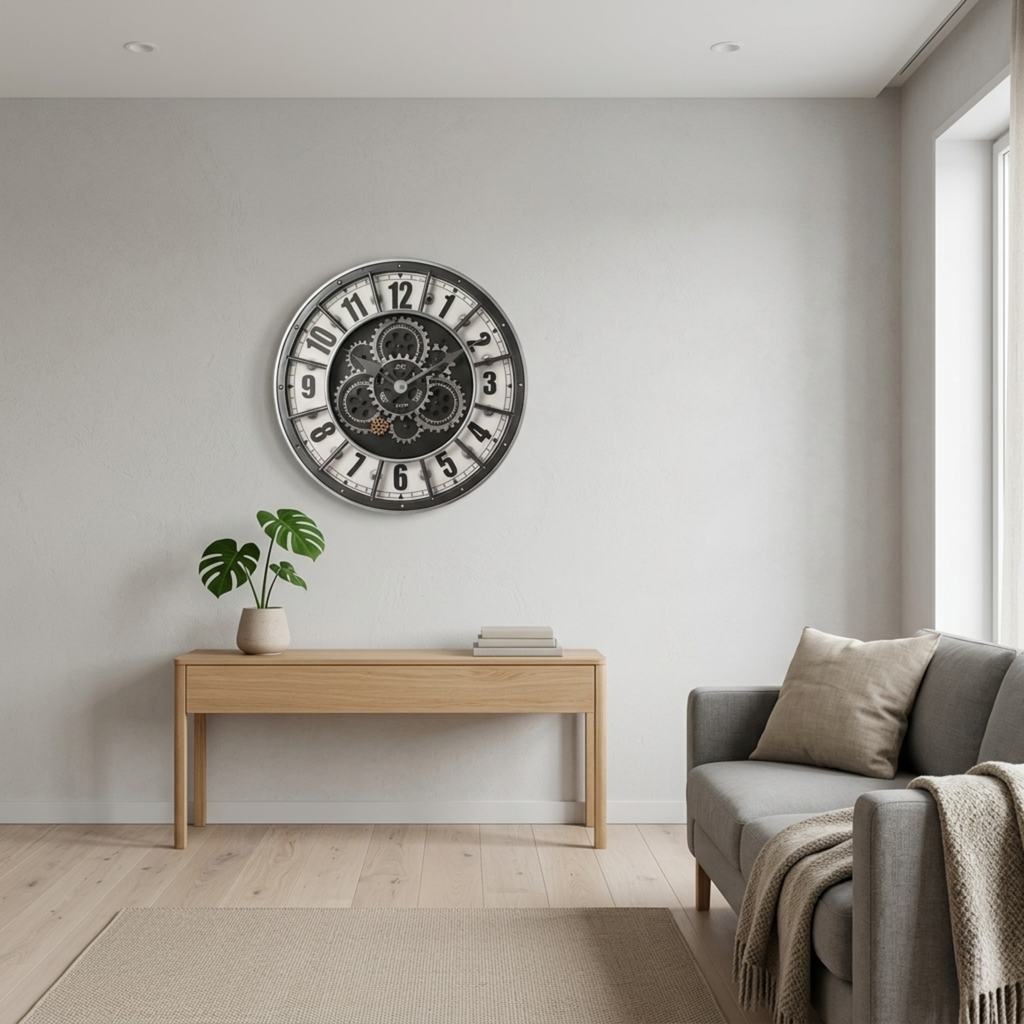 Horloge Murale Engrenages Industriels 46 cm Silencieuse — 4 Modèles