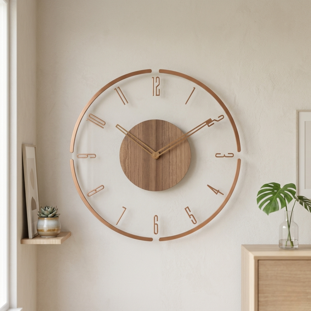 Horloge Murale Bois Acrylique 35 cm Silencieuse — 4 Modèles