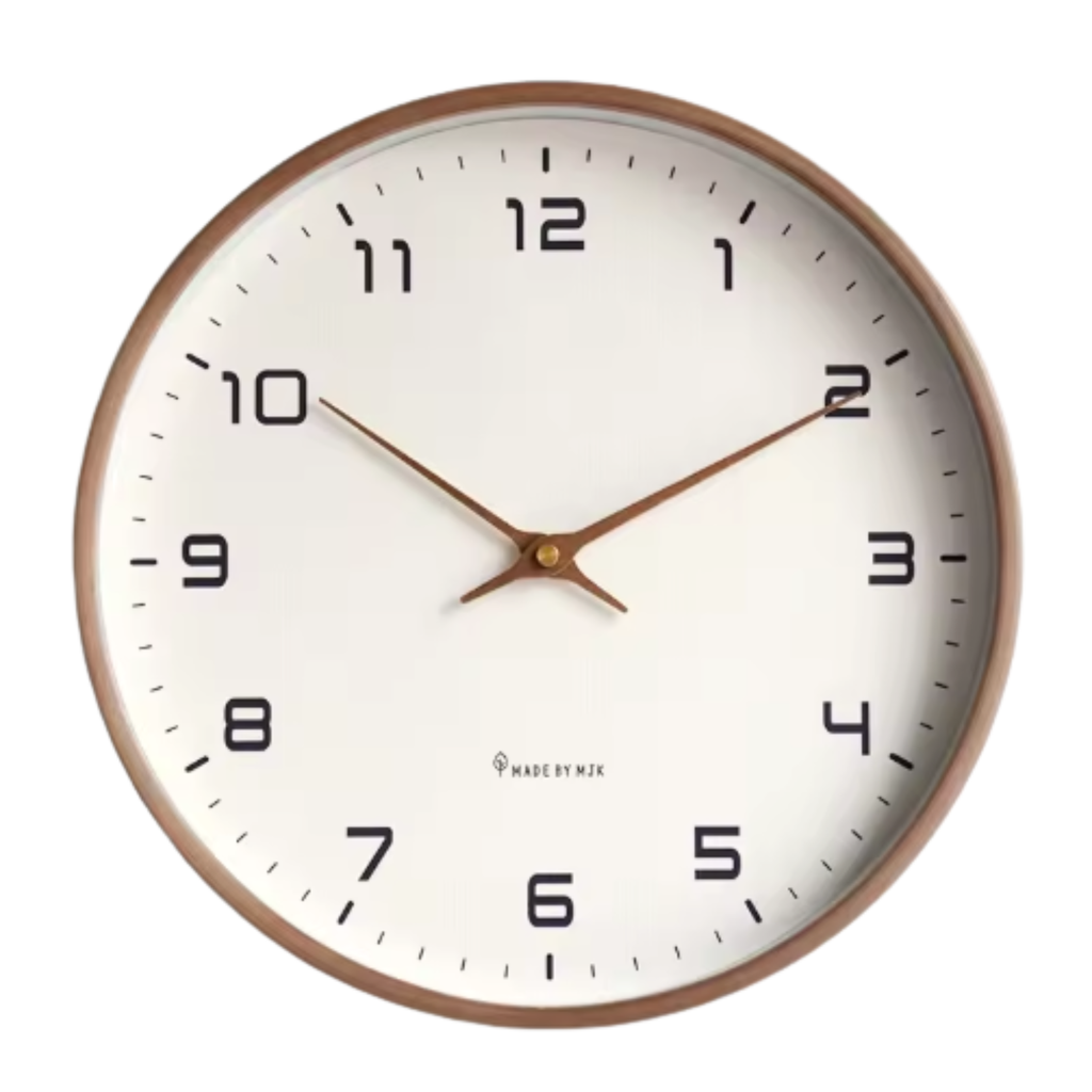Horloge Murale Ronde Bois Nordique 30cm Mécanisme Silencieux 4 Modèles