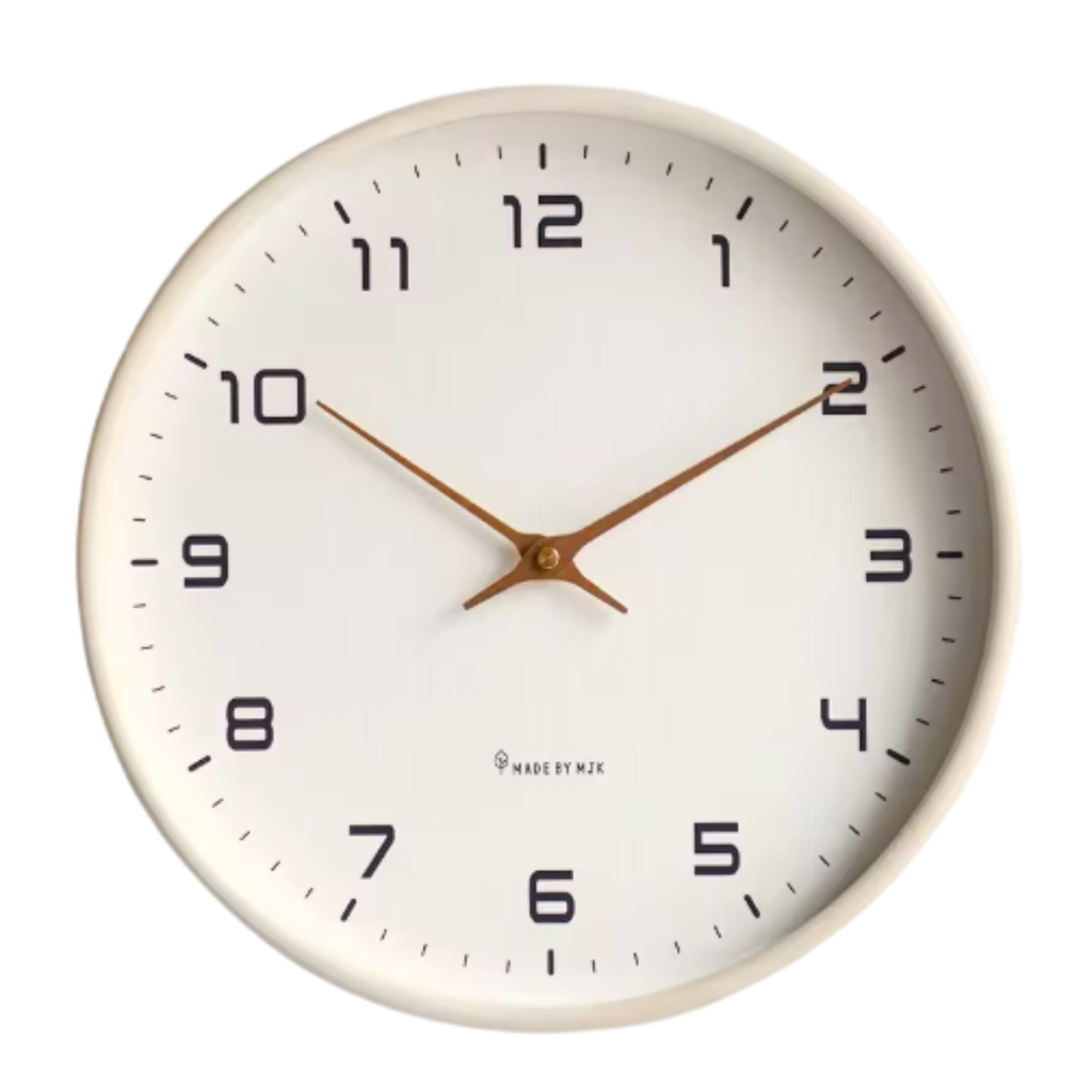 Horloge Murale Ronde Bois Nordique 30cm Mécanisme Silencieux 4 Modèles