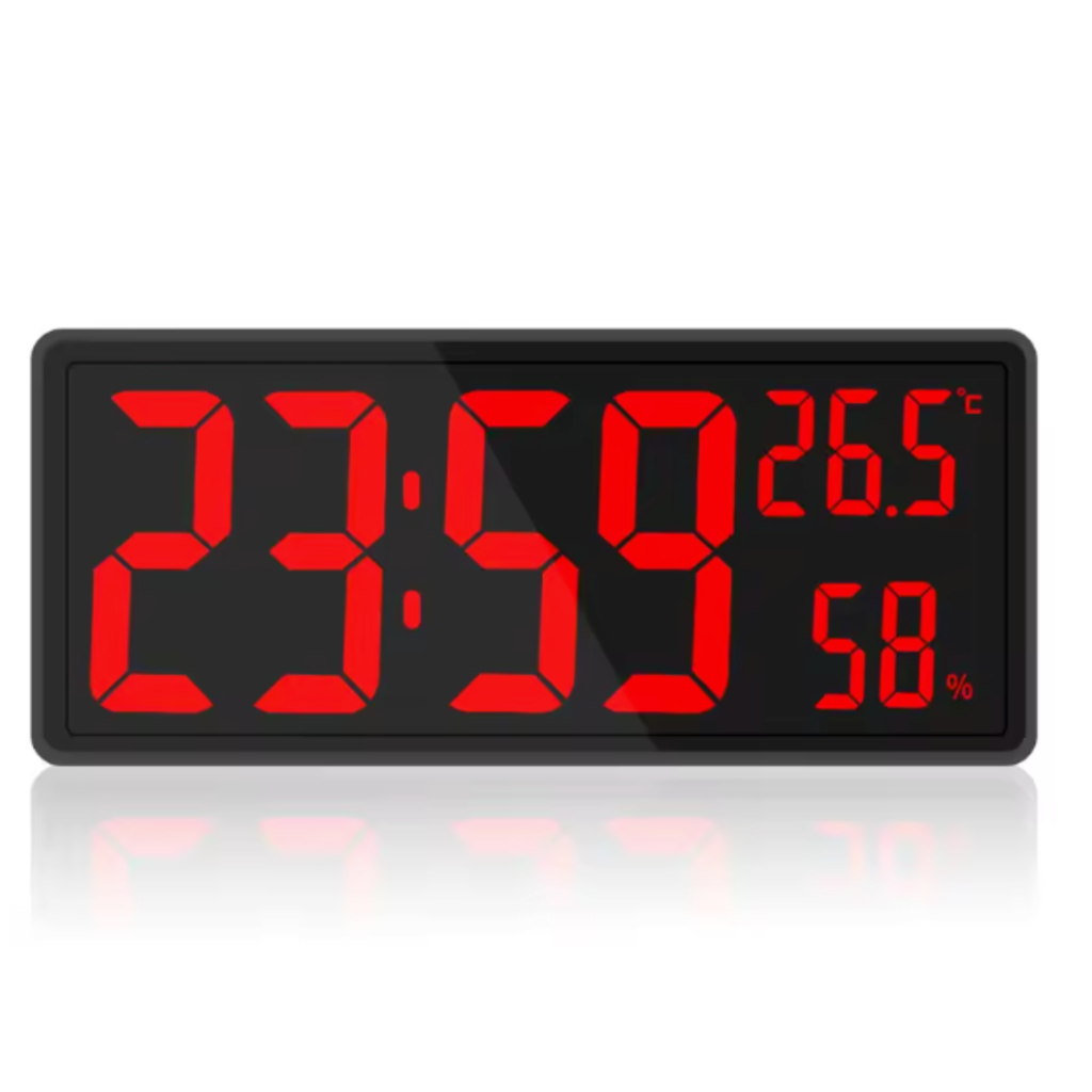 Horloge Murale Numérique LED 36,3cm Température Hygrométrie 3 Modèles