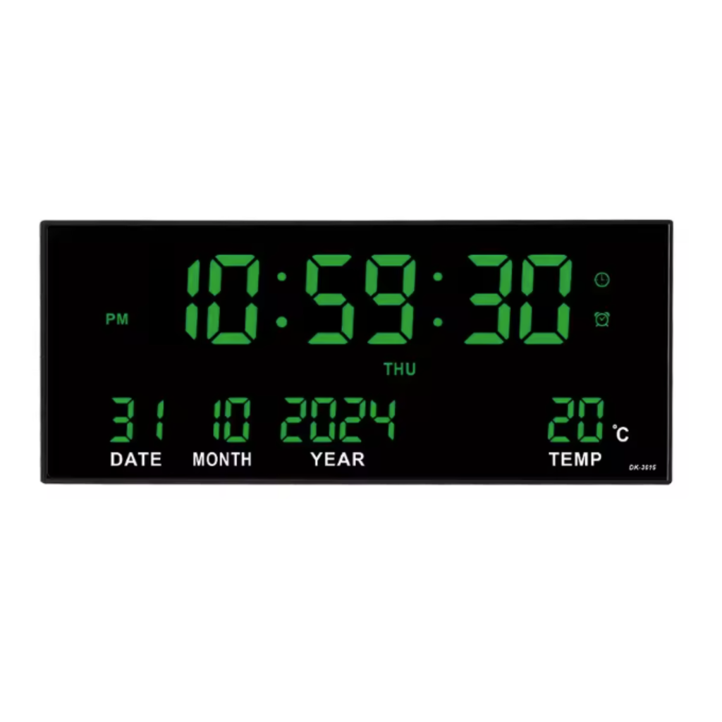Horloge Murale Numérique LED 36×15cm Calendrier Température 4 Modèles