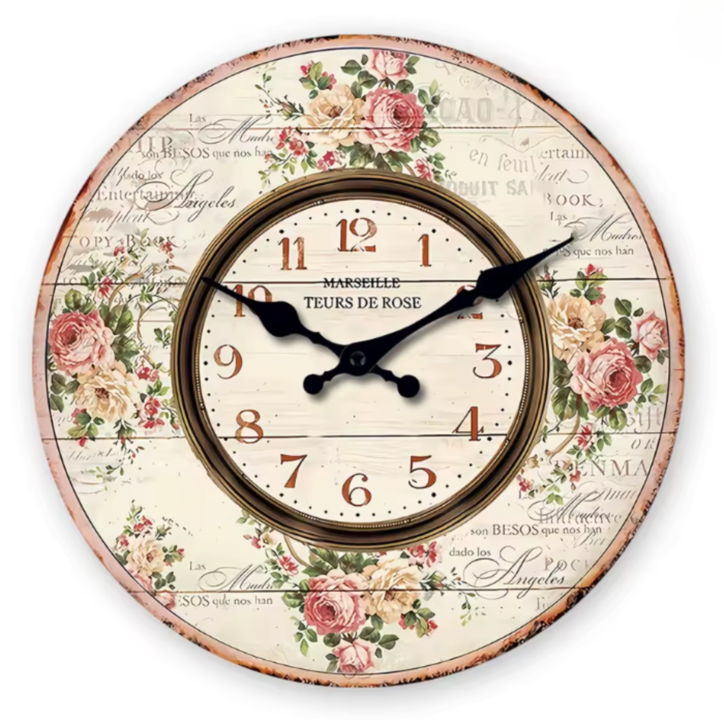 Horloge Murale Romantique Bois Silencieuse – 25, 30, 35, 40 cm