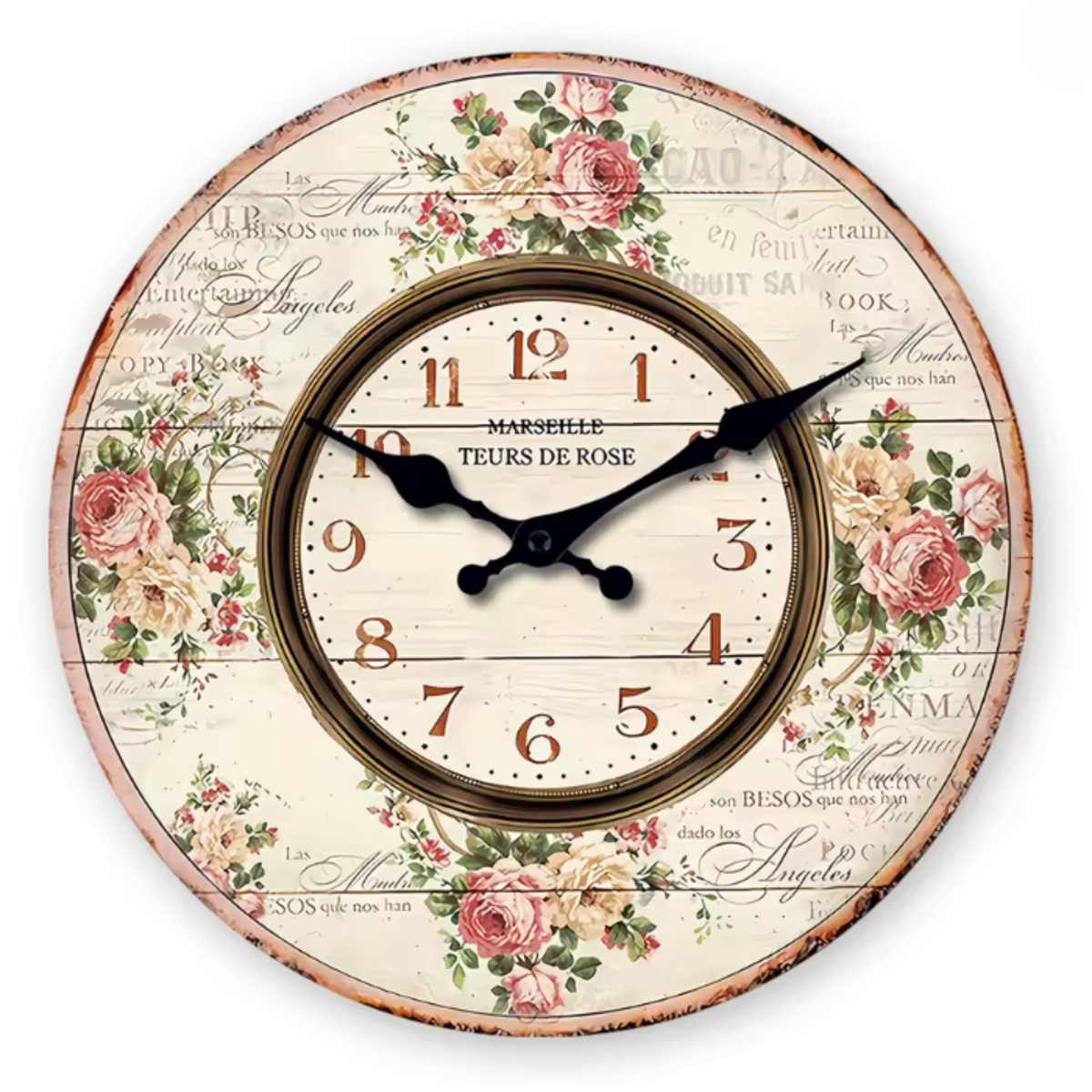 Horloge Murale Romantique Bois Silencieuse – 25, 30, 35, 40 cm