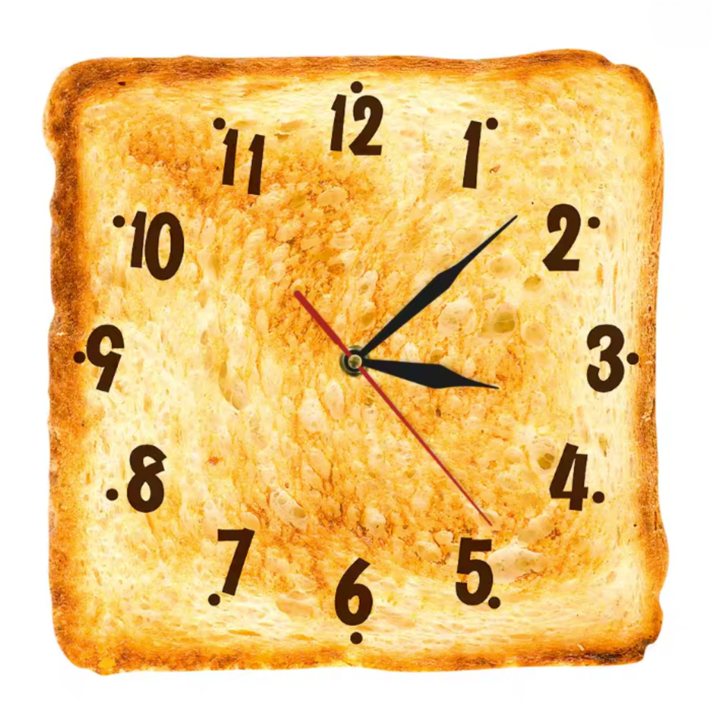 Horloge Murale Cuisine Motif Pain Grillé Carré 30cm