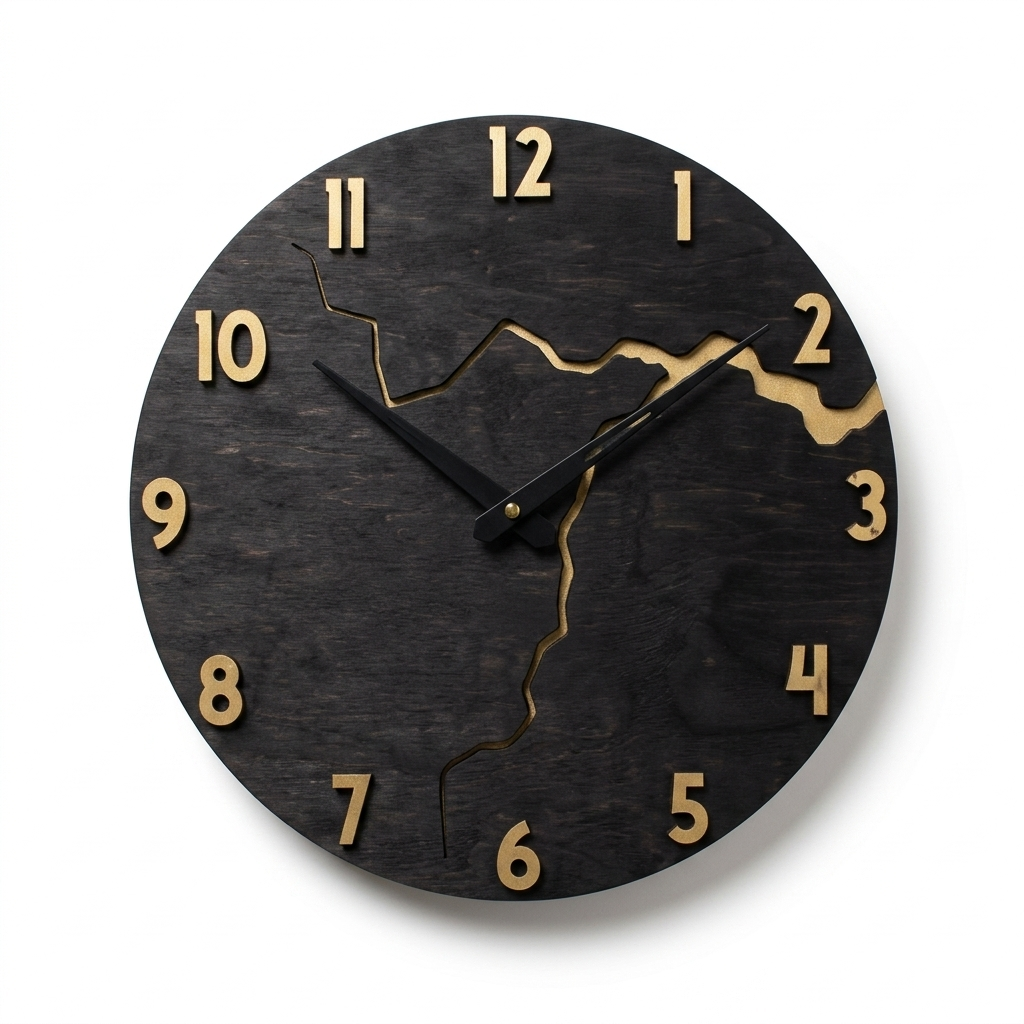Horloge Murale Bois Silencieuse 30 cm Motif Craquelure — 5 Modèles
