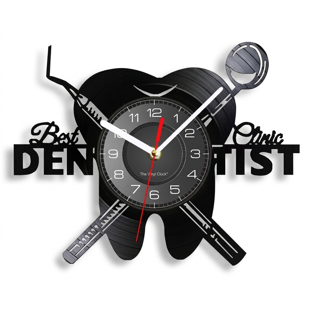 Horloge Murale Vinyle Silencieuse 30 cm Motif Dentiste — 8 Modèles