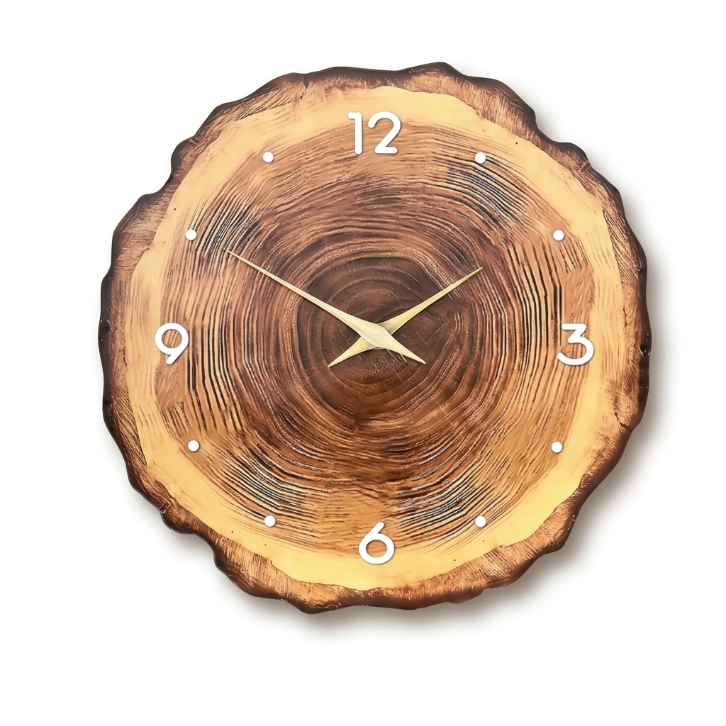 Horloge Murale Bois Tranche d'Arbre 30cm 35cm 40cm Mécanisme Silencieux