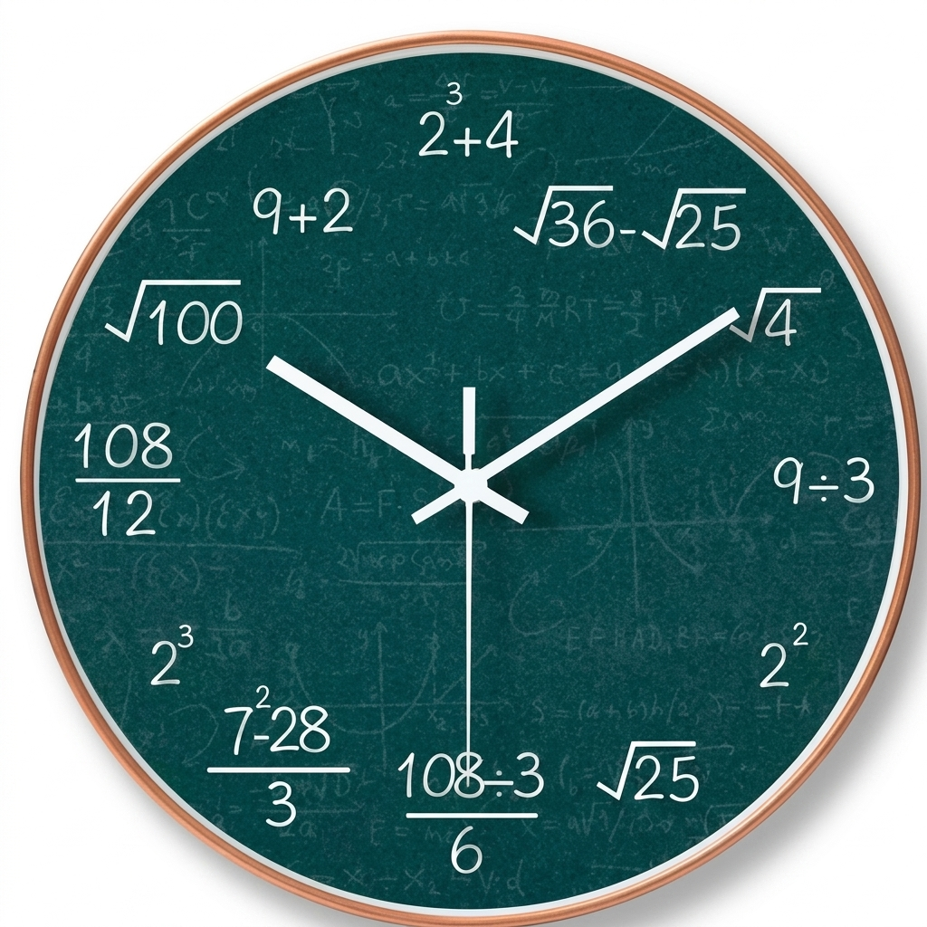 Horloge Murale Silencieuse 20 cm Motif Mathématiques — 4 Modèles