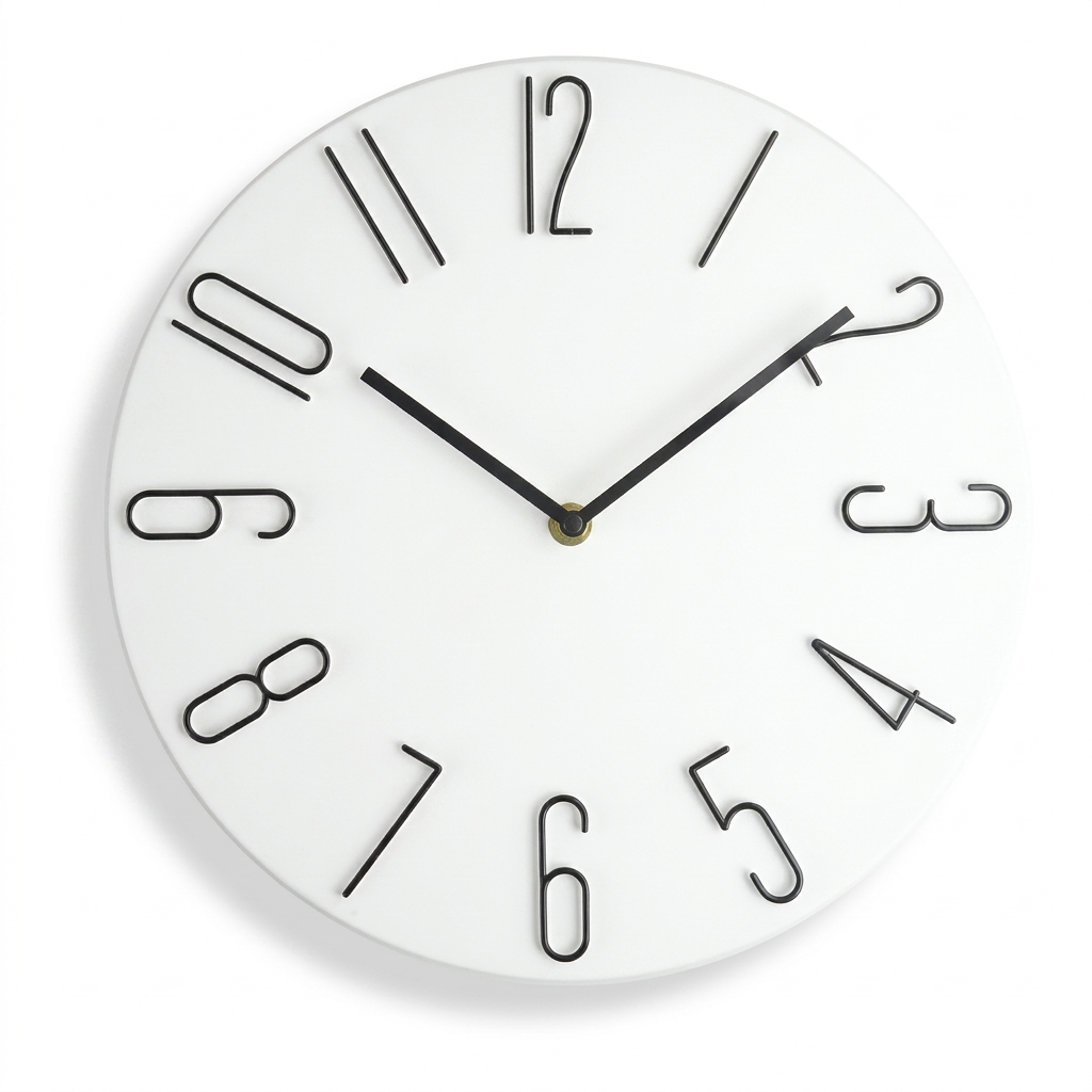 Horloge Murale Minimaliste 30cm Chiffres Relief 3 Modèles Mécanisme Silencieux