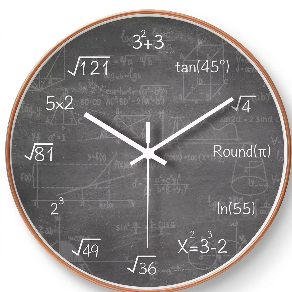 Horloge Murale Silencieuse 20 cm Motif Mathématiques — 4 Modèles