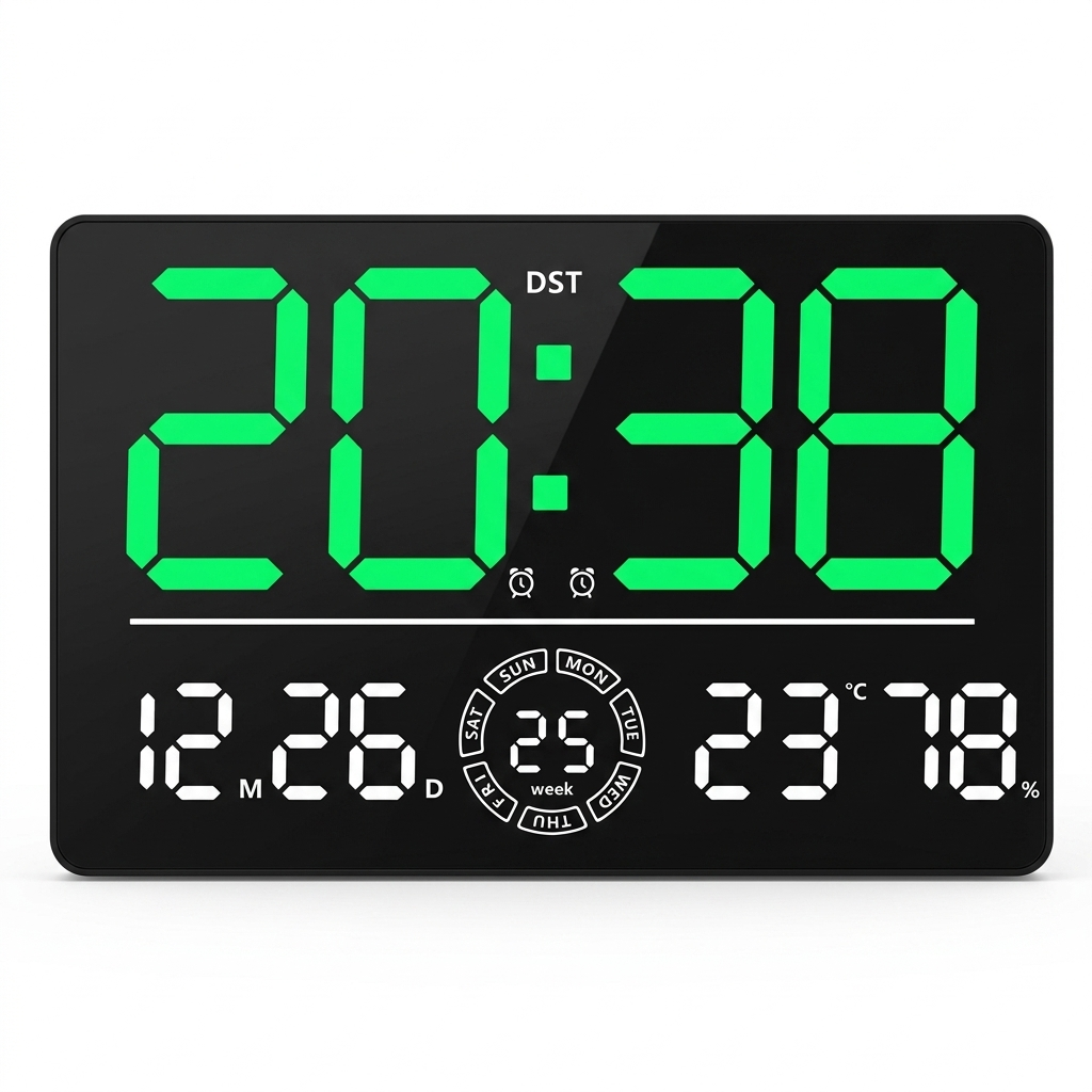 Horloge Murale Numérique LED 33cm Bluetooth Date Température 5 Modèles