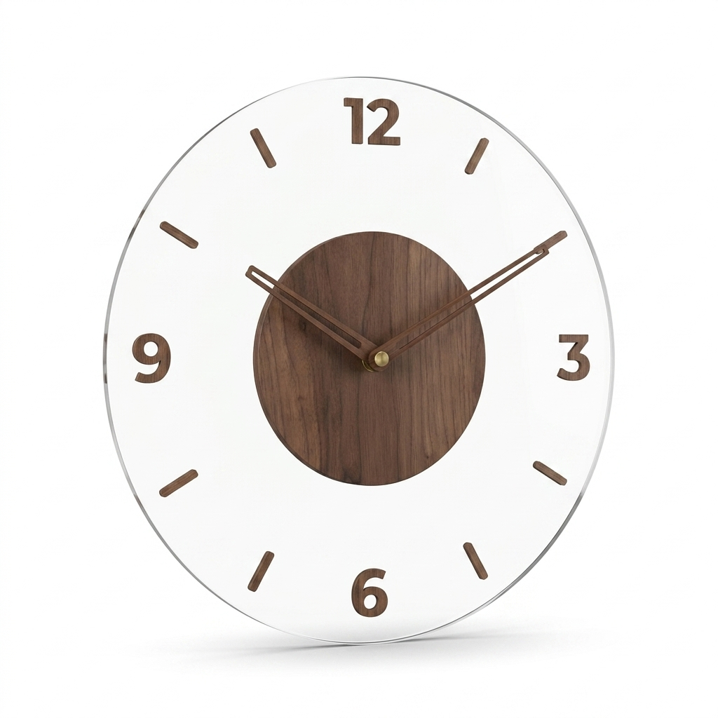Horloge Murale Bois Acrylique 35 cm Silencieuse — 4 Modèles