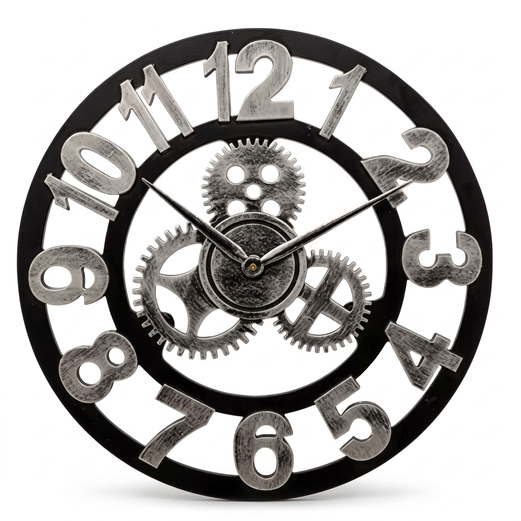 Horloge Murale Bois Engrenages 30–40 cm Silencieuse — 4 Modèles