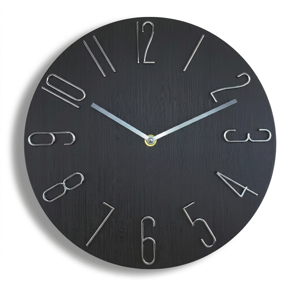 Horloge Murale Minimaliste 30cm Chiffres Relief 3 Modèles Mécanisme Silencieux