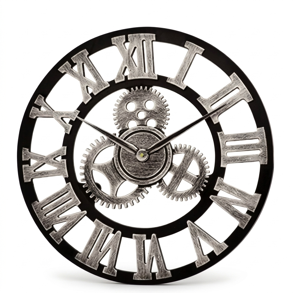 Horloge Murale Bois Engrenages 30–40 cm Silencieuse — 4 Modèles