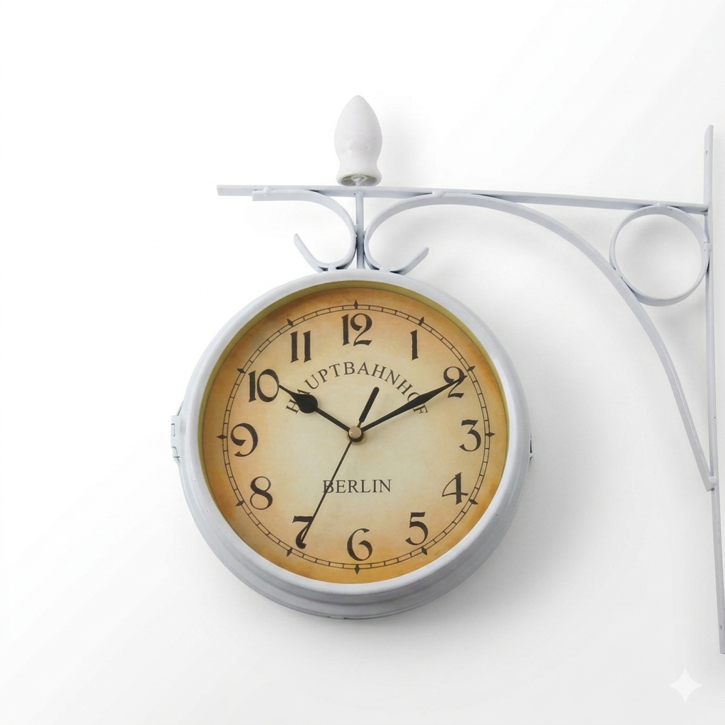 Horloge Murale Fer Double Face 22 cm — 2 Modèles