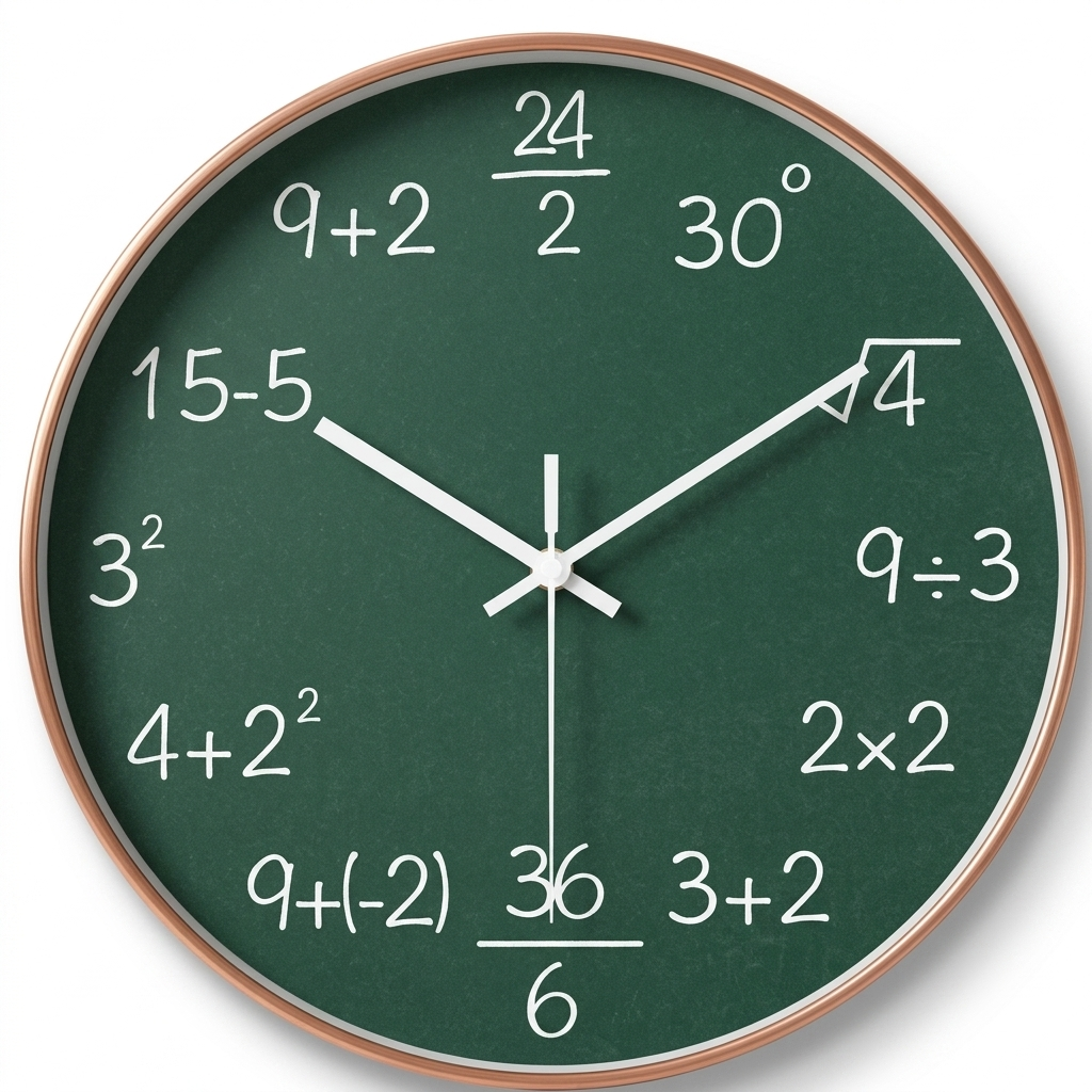Horloge Murale Silencieuse 20 cm Motif Mathématiques — 4 Modèles